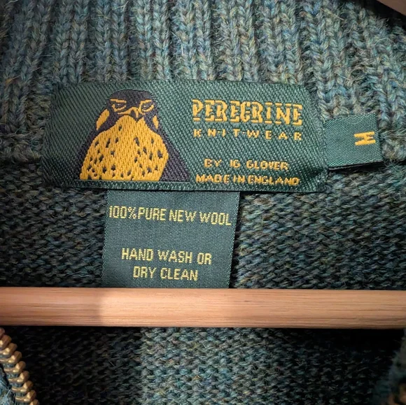 Vintage Peregrine Quarter Zip Wool Knit Sweater Men's Medium Heathered Green